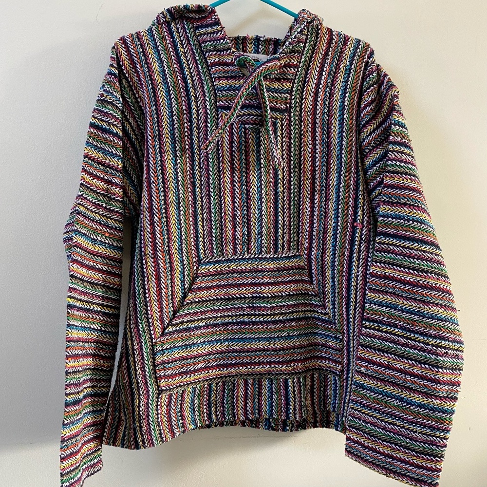 Vintage Earth Ragz Baja Multicoloured Hoodie Pullover Size M
